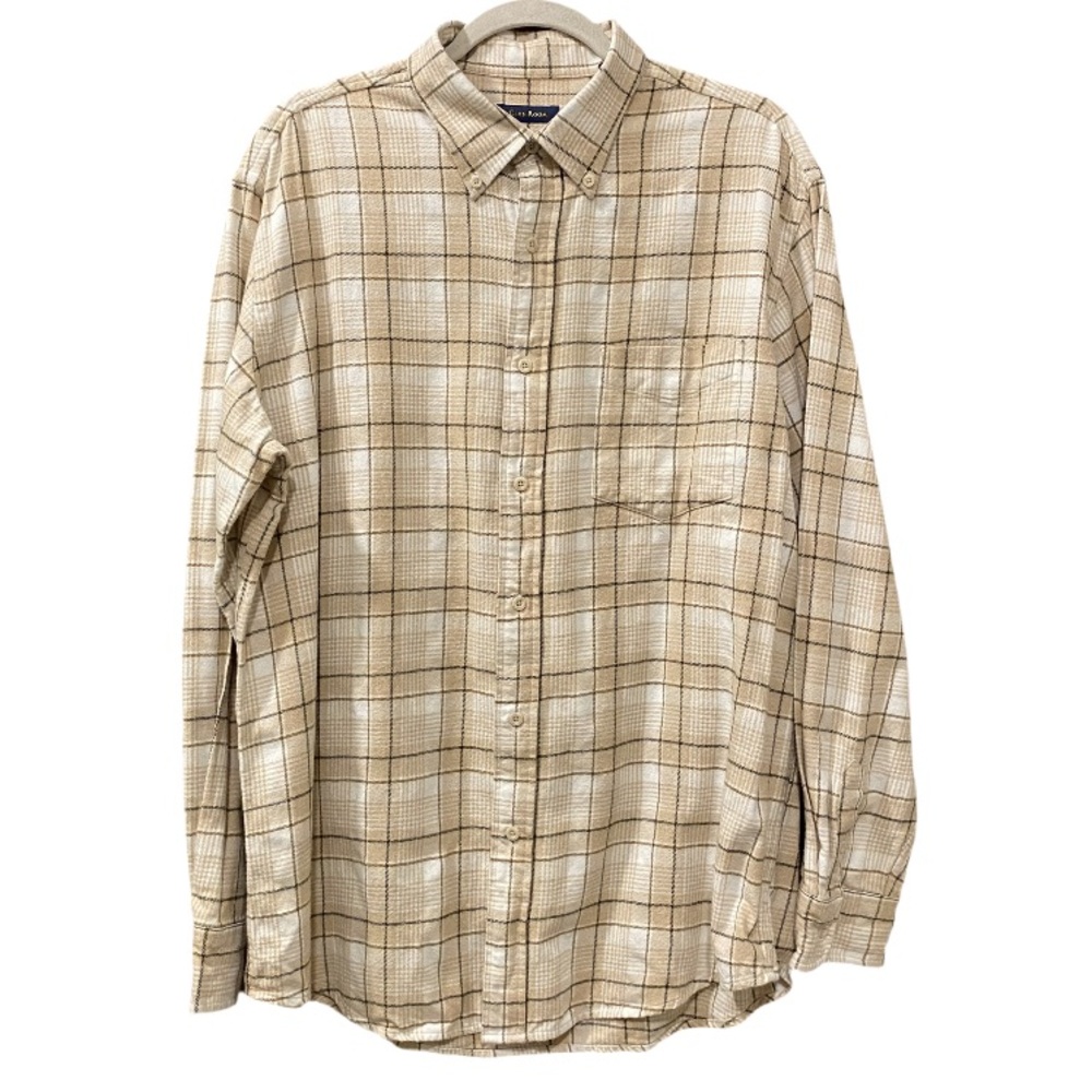 Club Room Plaid 100% Brushed Cotton‎ Button-Down Shirt Size Large Casual